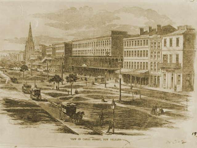 Drawing of Canal Street in New Orleans